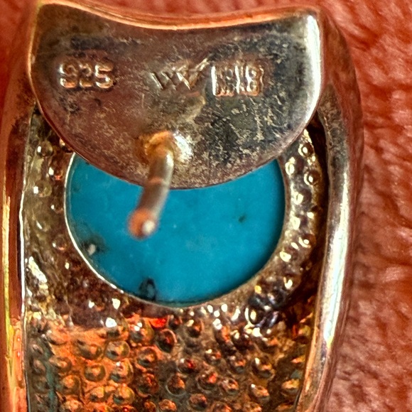 Vintage Marks & Morgan .925 Silver Earrings with Turquoise Stones - Picture 5 of 8